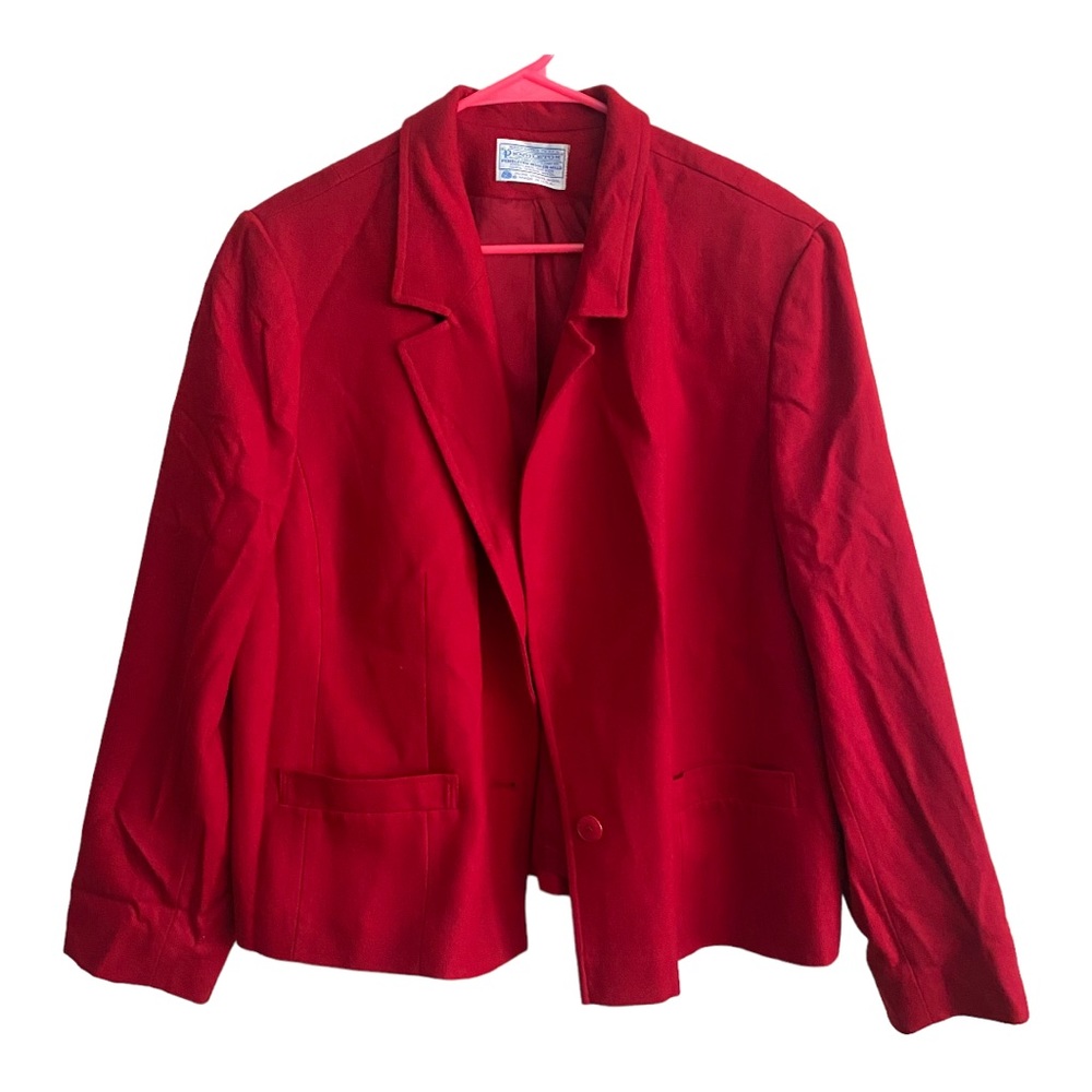 Pendleton Vintage Virgin Wool One Button Red Coat Size 42